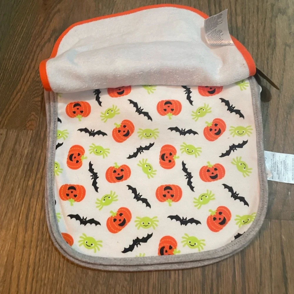Baby First Halloween Bib Bats Jack O Lantern Unisex‎ Boy Girl NEW